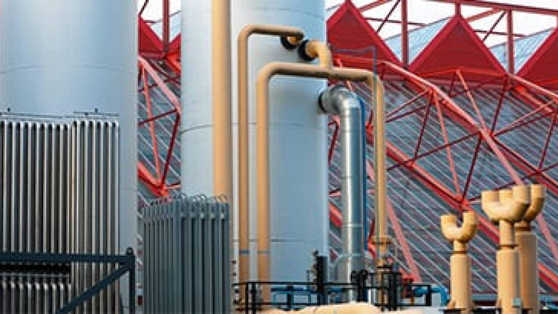 Photo of steel tanks at an industrial site