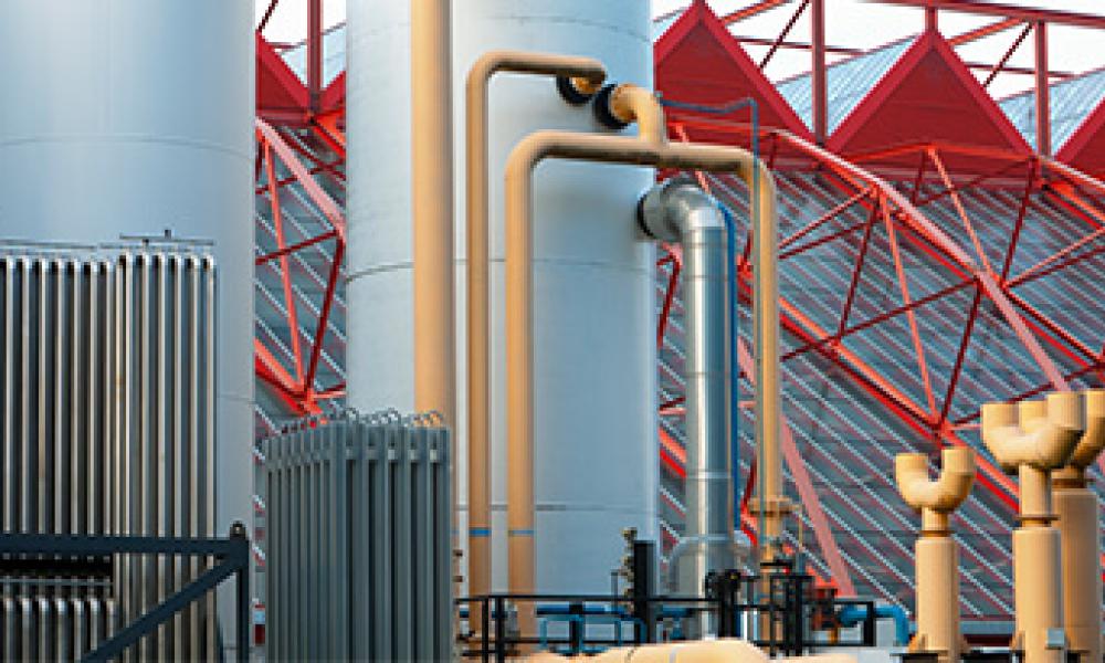 Photo of steel tanks at an industrial site