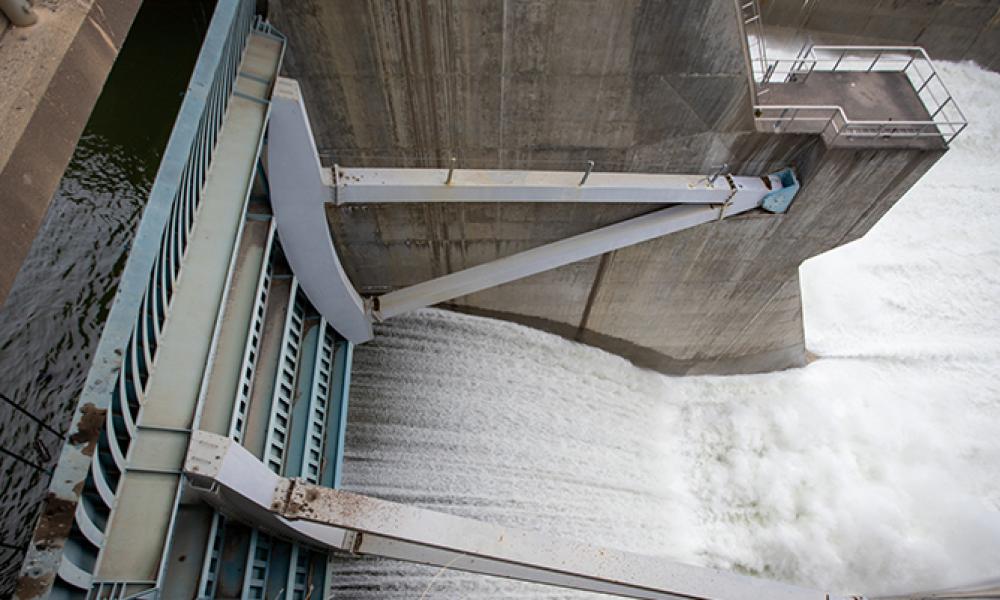 Spillway gate at the W.A.C. Bennett Dam.