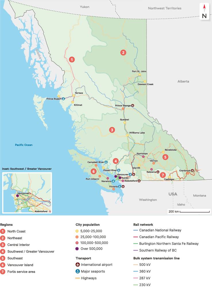 Map of infrastructure regions in BC