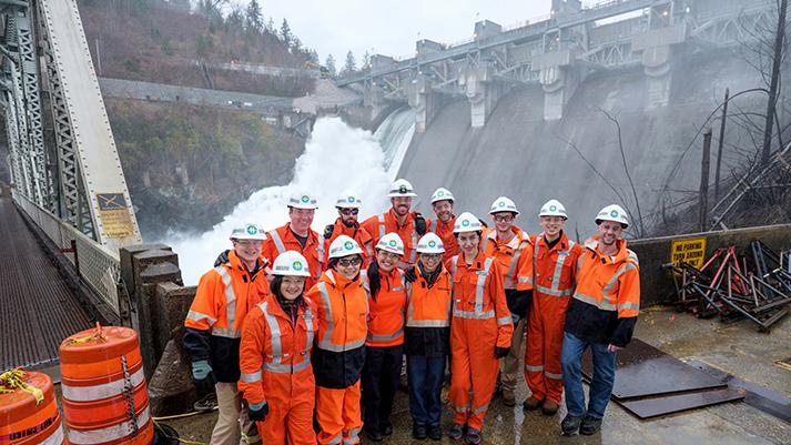 BC Hydro employees at the Ruskin Dam.
