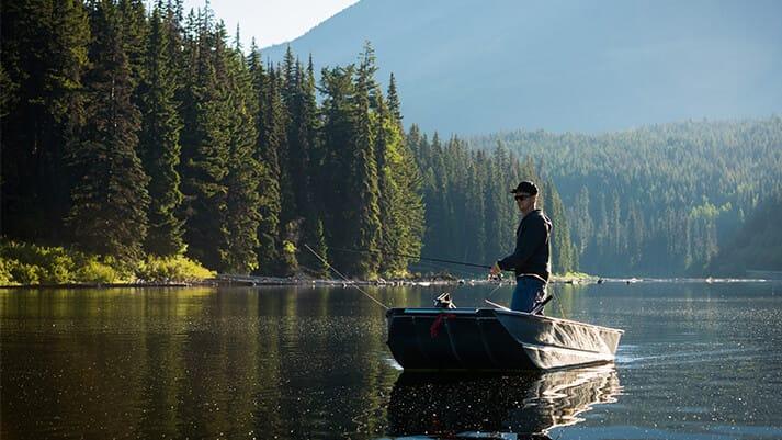 Photo of a man fishing in a lake